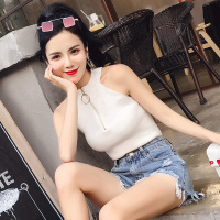 欧天娜 实拍配视频网红同款网络女主播直播衣服无袖紧身露肩上衣夏