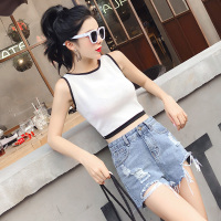 欧天娜 实拍配视频夏季百搭针织吊带背心女短款复古露肚脐上衣打底衫