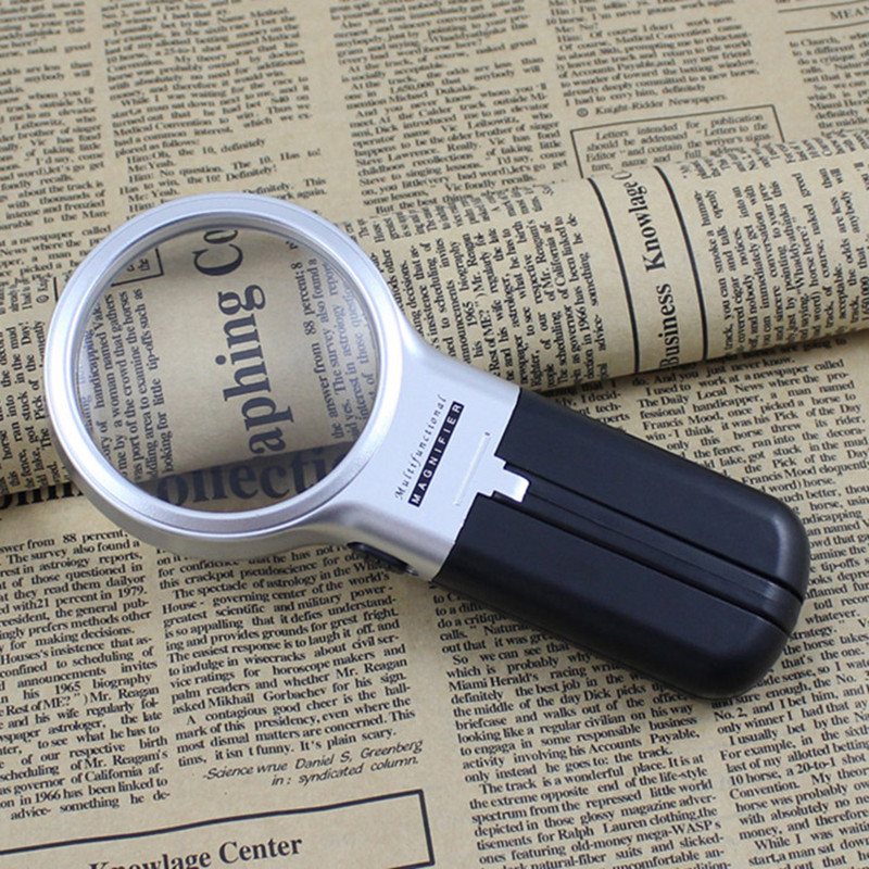 oujin多功能折叠放大镜带两个灯手持支架放大镜便携台式放大镜老人