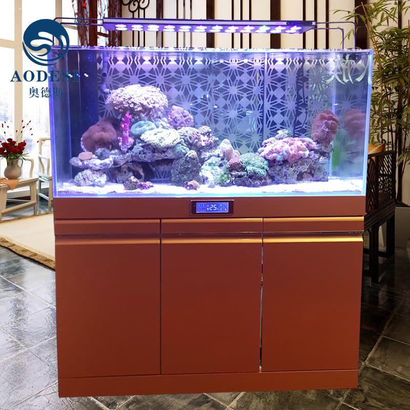 AODESI 奥德斯欧式海水鱼缸 珊瑚鱼缸0.6米0.8米1米1.2米1.5米1.8米水族箱 定制鱼缸生态水族箱图片