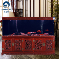 AODESI 奥德斯 红木鱼缸 实木水族箱 超白玻璃水族箱 生态龙鱼缸定制做