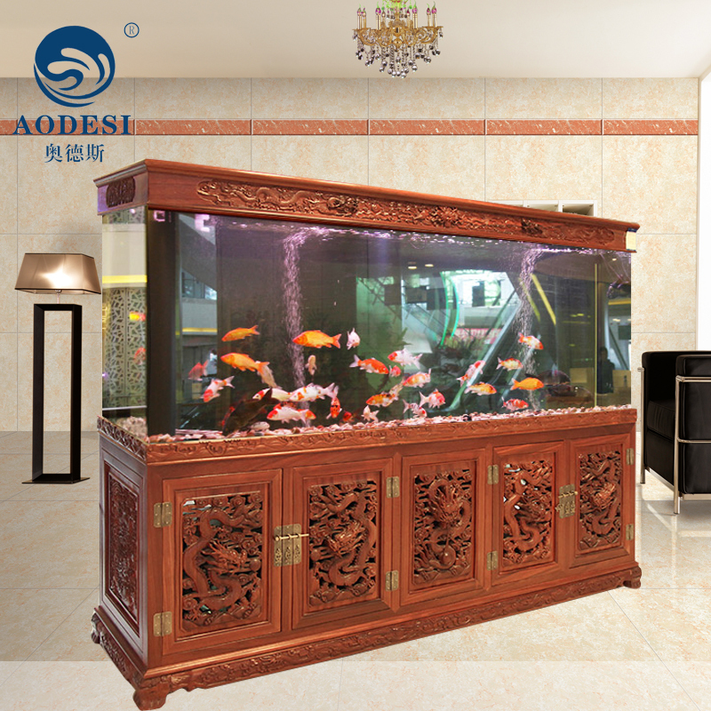 AODESI 奥德斯 红木鱼缸 实木水族箱 超白玻璃水族箱 生态龙鱼缸定制做