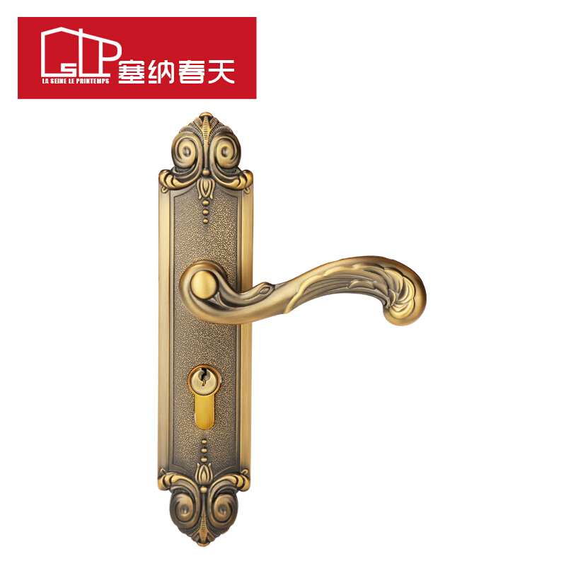 塞纳春天 欧式门锁 静音卧室门锁 室内门锁具AG-93068 黄古铜[流线把手 纯铜锁芯]