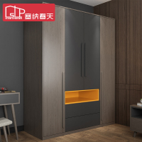 塞纳春天衣柜北欧现代式简约组装家具卧室衣柜储物简易拉门板式大衣橱储物衣柜 四门衣柜