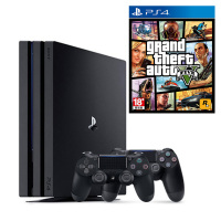 索尼（SONY）【新PS4国行主机 4K品质】ps4 Pro 家庭体感娱乐游戏机1T黑 送GTA5 双手柄