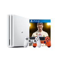 索尼（SONY）【新PS4 Pro 国行主机 4K品质】家庭体感娱乐游戏机1T白 送FIFA18+夕阳橘手柄 双色手柄