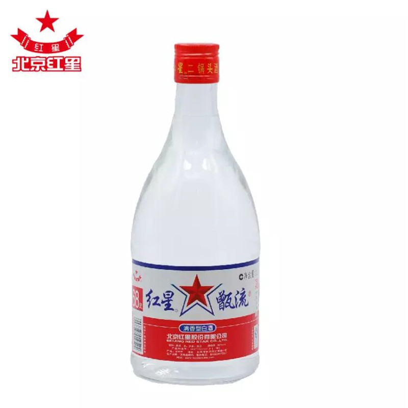北京红星二锅头系列清香型白酒甑流68度2l单瓶
