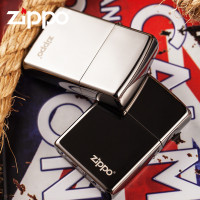 ZIPPO 打火机防风 芝宝原装正版黑色黑冰标志150ZL煤油火机刻字经典父亲节礼物 铜机