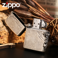 ZIPPO之宝正版黑冰古银侧面十字架防风打火机