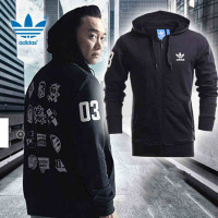 adidas阿迪达斯运动茄克男外套春季明星同款连帽风衣休闲运动服男士针织夹克外套AJ7099