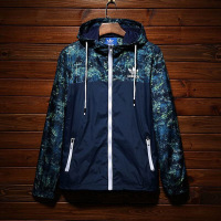 阿迪达斯运动休闲青年夹克外套男士新款春季薄款学生迷彩运动连帽衣男装潮