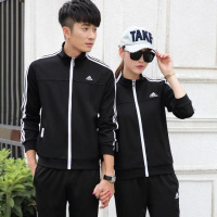 adidas阿迪达斯运动套装2017春新款三叶草男女运动服外套时尚休闲修身跑步服情侣款