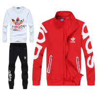 adidas阿迪达斯运动套装2017春秋新款明星同款三叶草时尚运动三件套男士立领外套棉质卫衣卫裤户外跑步服休闲服男装