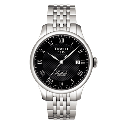 瑞士TISSOT天梭手表力洛克系列男士手表钢带黑盘机械男表T41.1.483.53