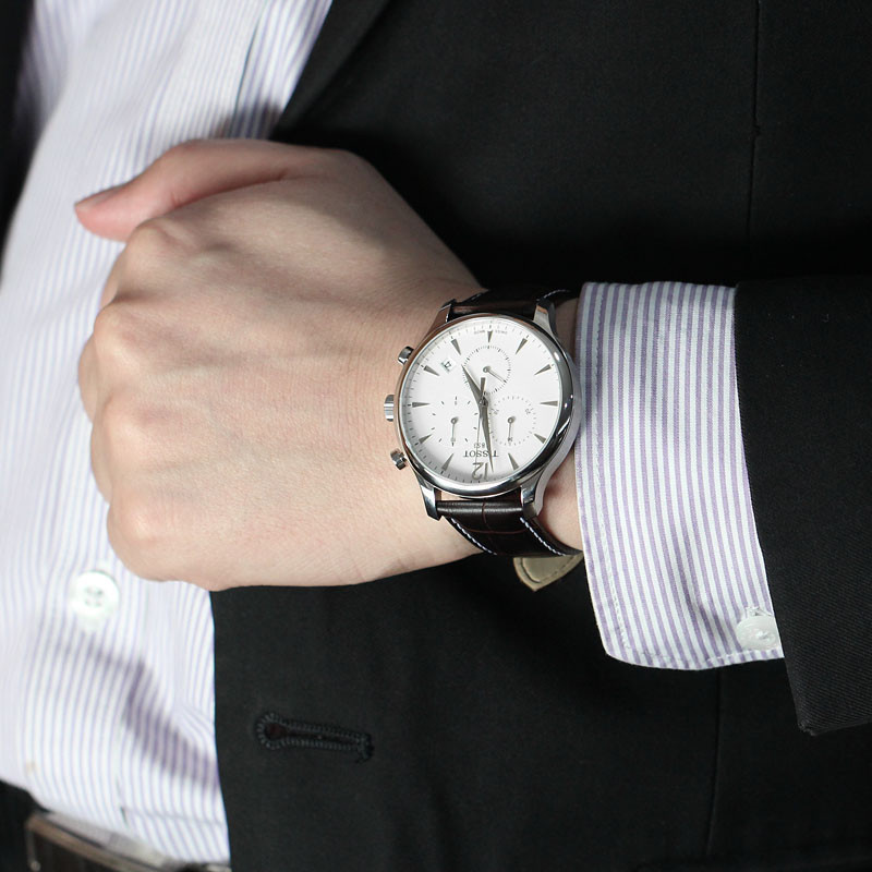 天梭tissot俊雅系列三眼计时运动时尚石英男表男士手表t0636171603700