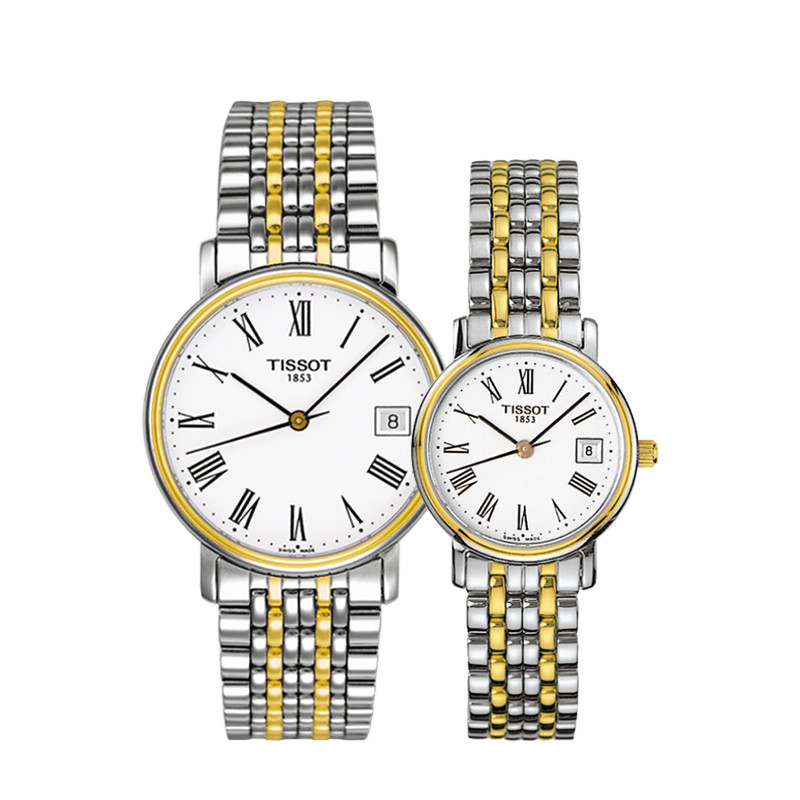 Tissot天梭手表心意系列钢带石英时尚情侣手表T52.2.481.13/T52.2.281.133