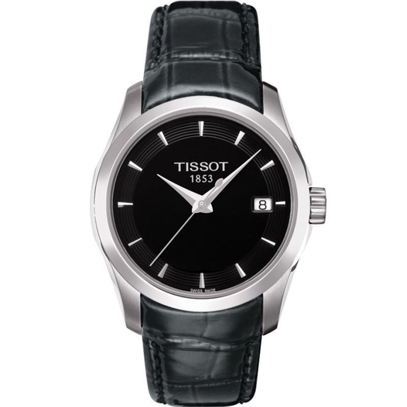 天梭TISSOT-库图系列石英女表 T035.210.16.051.00 黑色皮带