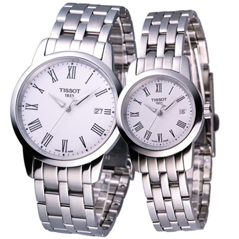 瑞士手表TISSOT天梭手表钢带石英情侣表T033.410.11.013.10T033.210.11.013.00 银色图片