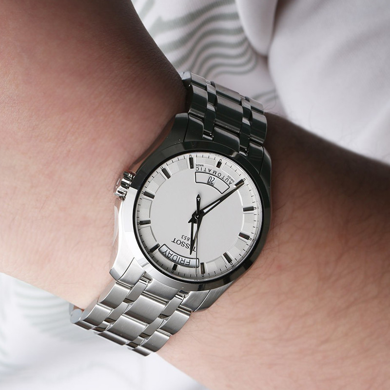 天梭tissot库图自动机械表瑞士手表钢带商务男表t03540711031003