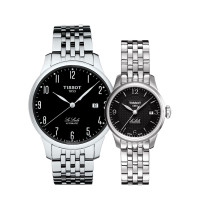 瑞士天梭情侣手表一对男士黑色机械表精钢防水气质女士手表T41.1.483.52、T41.1.183.54两只装