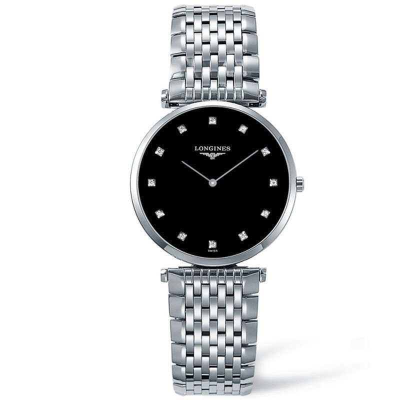 浪琴longines嘉岚系列男士石英手表钢带镶钻男士手表