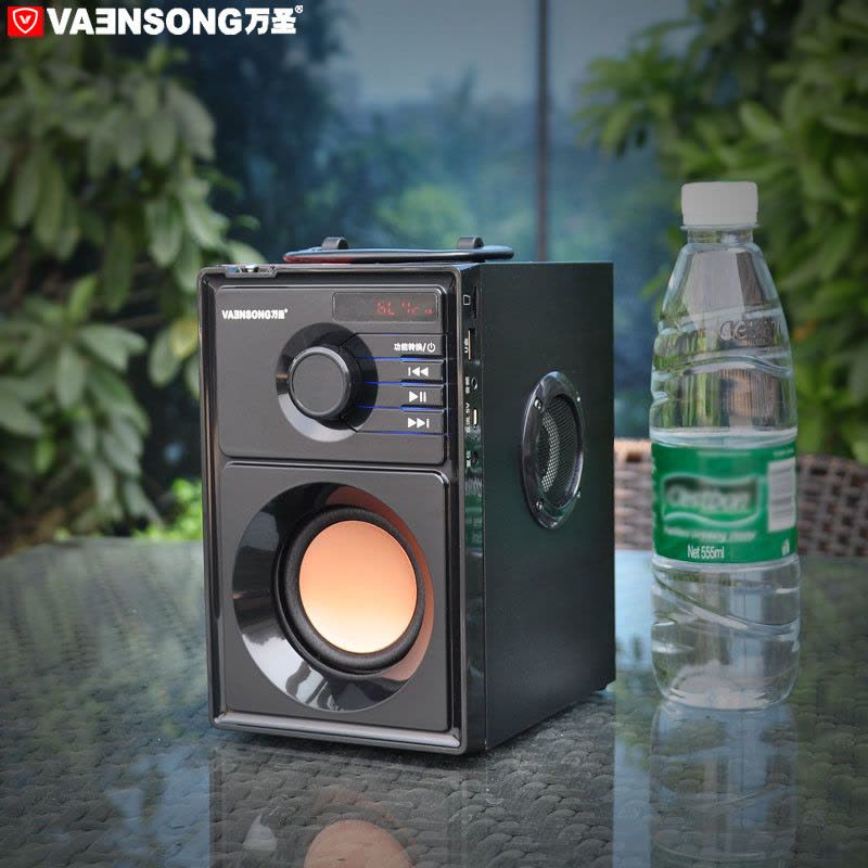 VAENSON/万圣A10蓝牙音箱重低音炮 户外广场舞音响 家用实木小音响3d环绕 充电收音机插卡U盘车载低音炮黑色标配图片