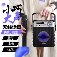 万圣t1户外手提广场舞小音响 便携式插卡u盘收音机 蓝牙低音炮K歌带无线话筒 移动喊麦地摊喧传促销扩音器 黑色标配