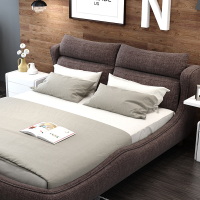 米莱克 床 北欧简约现代布艺床可拆洗布床创意软床1.8米双人床婚床大床