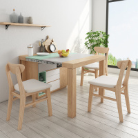 米莱克 餐桌 简约现代可伸缩折叠餐桌北欧多功能餐边柜餐桌椅组合