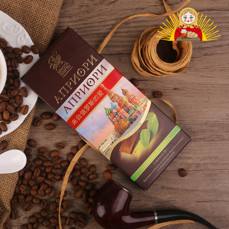 安妮斯 俄罗斯进口食品零食60%可可脂天然薄荷黑巧克力72克/盒