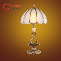左革台灯卧室床头灯欧式创意温馨复古简约现代装饰全铜灯具