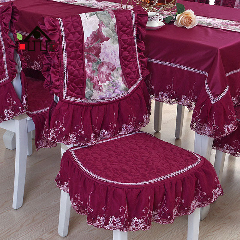 尚品屋 结婚喜庆用加厚提花欧式餐椅套餐椅垫坐垫餐桌布台布 花妮