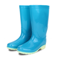 运动户外迷彩雨鞋男女款钓鱼劳保鞋防水鞋防滑套鞋雨靴牛筋胶鞋湖蓝色C款女士双色