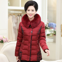 奇屋喔 时尚百搭防风保暖棉服新款 大码女装中老年妈妈装时尚绣花棉衣 加厚连帽棉袄 中年女装5060岁 毛领可拆卸