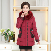 奇屋喔 秋冬新款大码中老年女装 妈妈装棉服 加厚镶色棉袄 连帽拼接保暖棉衣 奶奶装5060岁