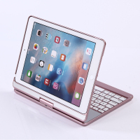 优禄苹果2018新ipad air1/2保护套360度旋转保护壳键盘 iPad pro9.7平板电脑蓝牙键盘带背光玫瑰金