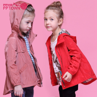 童装女童连帽纯色外套秋冬款新品儿童女宝宝带帽拉链开衫外套3817