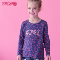 女童长袖T恤秋装儿童装秋款女孩宝宝圆领打底衫上衣碎花纯棉3542