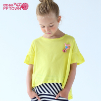 童装女童棉喇叭短袖T恤新款中大儿童装宽松休闲百搭打底上衣3934