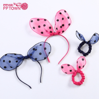 pptown童装女童新款兔耳朵发圈组合套装中大儿童百搭可爱发箍3944