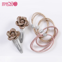 pptown童装女童新款精致花朵亮片款发夹中大儿童百搭可爱发饰3940
