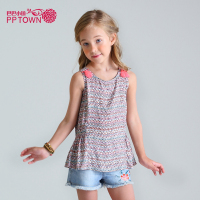 巴巴小镇童装女童印花短袖圆领T恤夏季新款中大儿童休闲百搭打底上衣4016