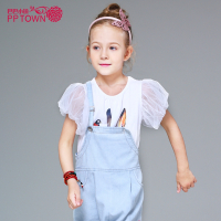 巴巴小镇童装女童卡通棉短袖圆领T恤夏新款中大儿童休闲百搭打底上衣3417