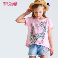 童装女童卡通印花T恤棉短袖夏新款中大儿童休闲百搭打底上衣3974