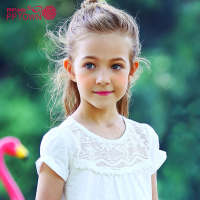 女童短袖T恤2017夏新款女中大童透气棉T恤衫儿童短袖纯色上衣4194