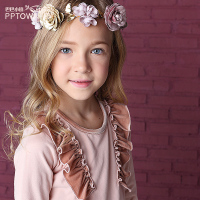 女童丝绒T恤2017秋冬新款中大童装荷叶边长袖衫儿童圆领上衣4521