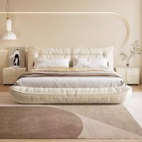 意式极简布艺床奶油风现代简约大气主卧小户型储物双人软包大床网红婚床