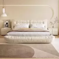 意式极简布艺床奶油风现代简约大气主卧小户型储物双人软包大床网红婚床