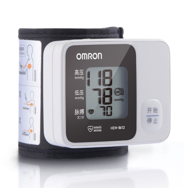 欧姆龙电子血压计HEM-8612 血压测量仪 血压计家用 手腕式测量计图片