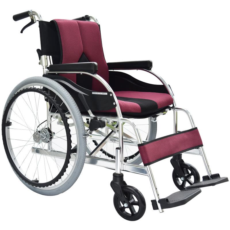 日本进口品牌一期一会手动轮椅老人轻便折叠铝合金便携代步手推车蓝色图片